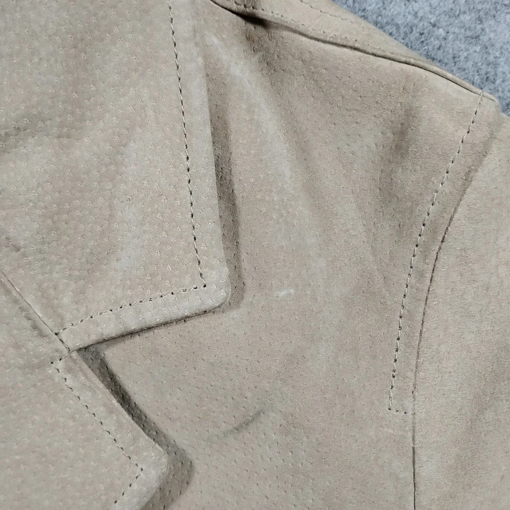 Wilsons Leather Maxima Suede Blazer Jacket Women's Large Tan Beige Vintage Y2K